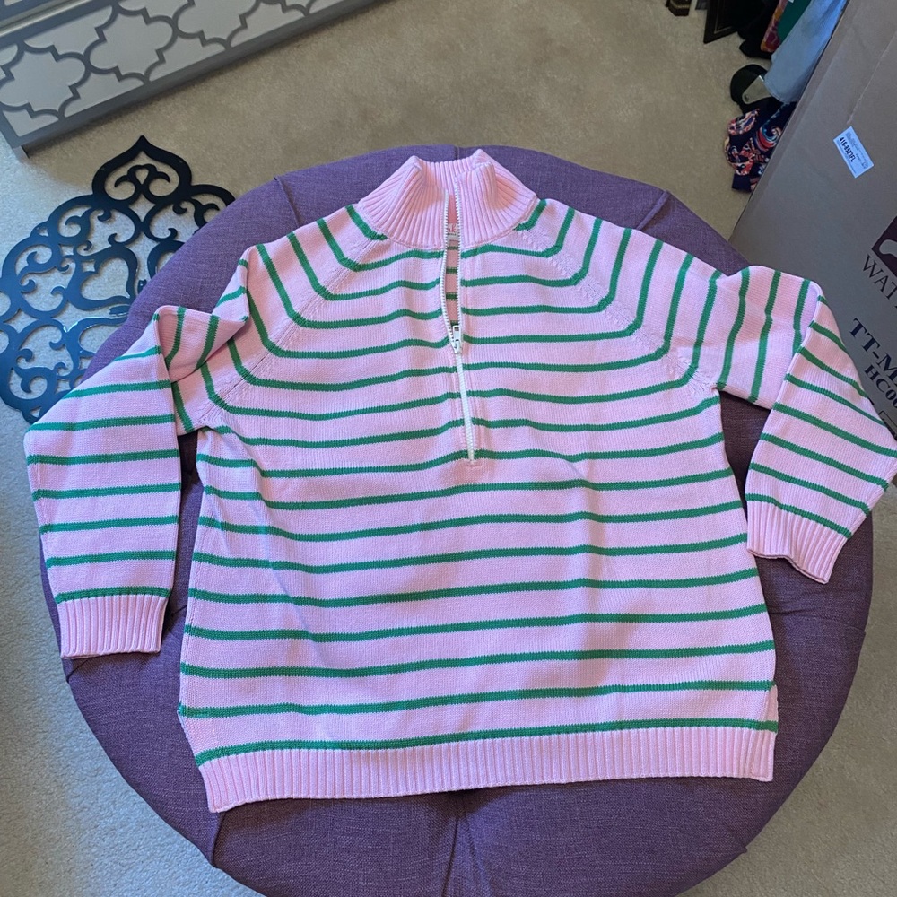 Pink Pineapple 1/2 Zip Cotton Sweater - Medium - NWOT